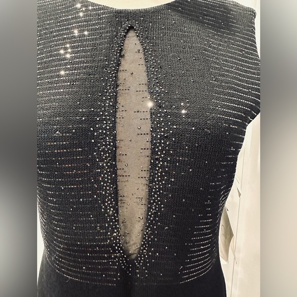 NWT Elegant St. John Sleeveless Black Sequin/Mesh Evening Dress, Size 6 - Picture 4 of 12
